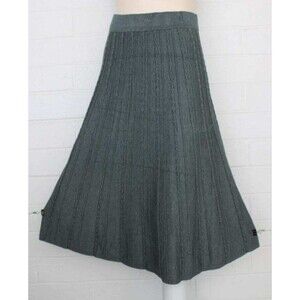 NWT Sacred Threads OS M L Smoke Gray Cable Knit Flared Long Skirt